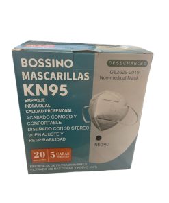 Mascarilla KN95 Adulto NEGRA -caja x 20 unidades