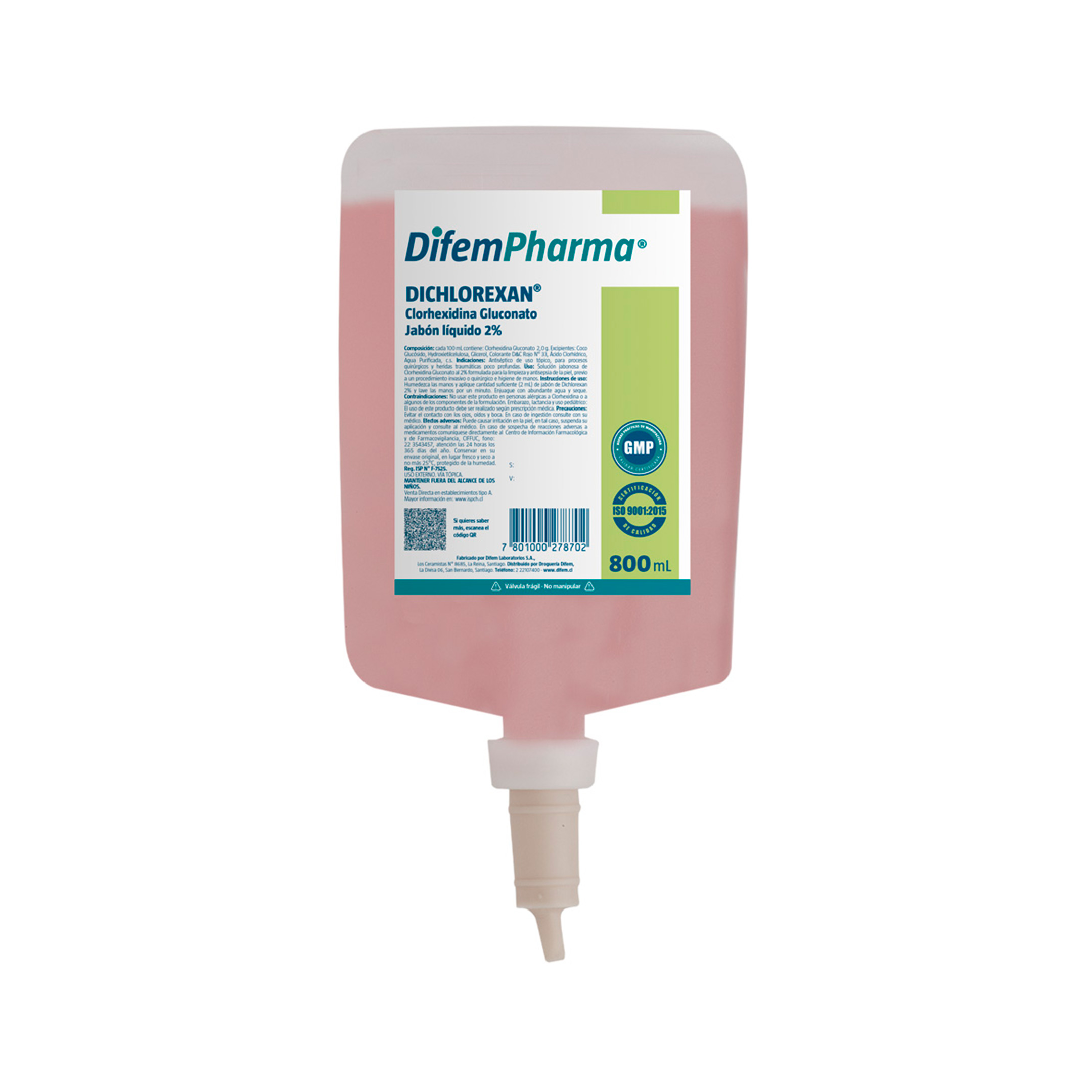 DICLOREXAN JABON LIQUIDO 2% 800 ml Recarga - DIFEM